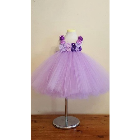 gaun lavender aziza flower dress bayi neychan