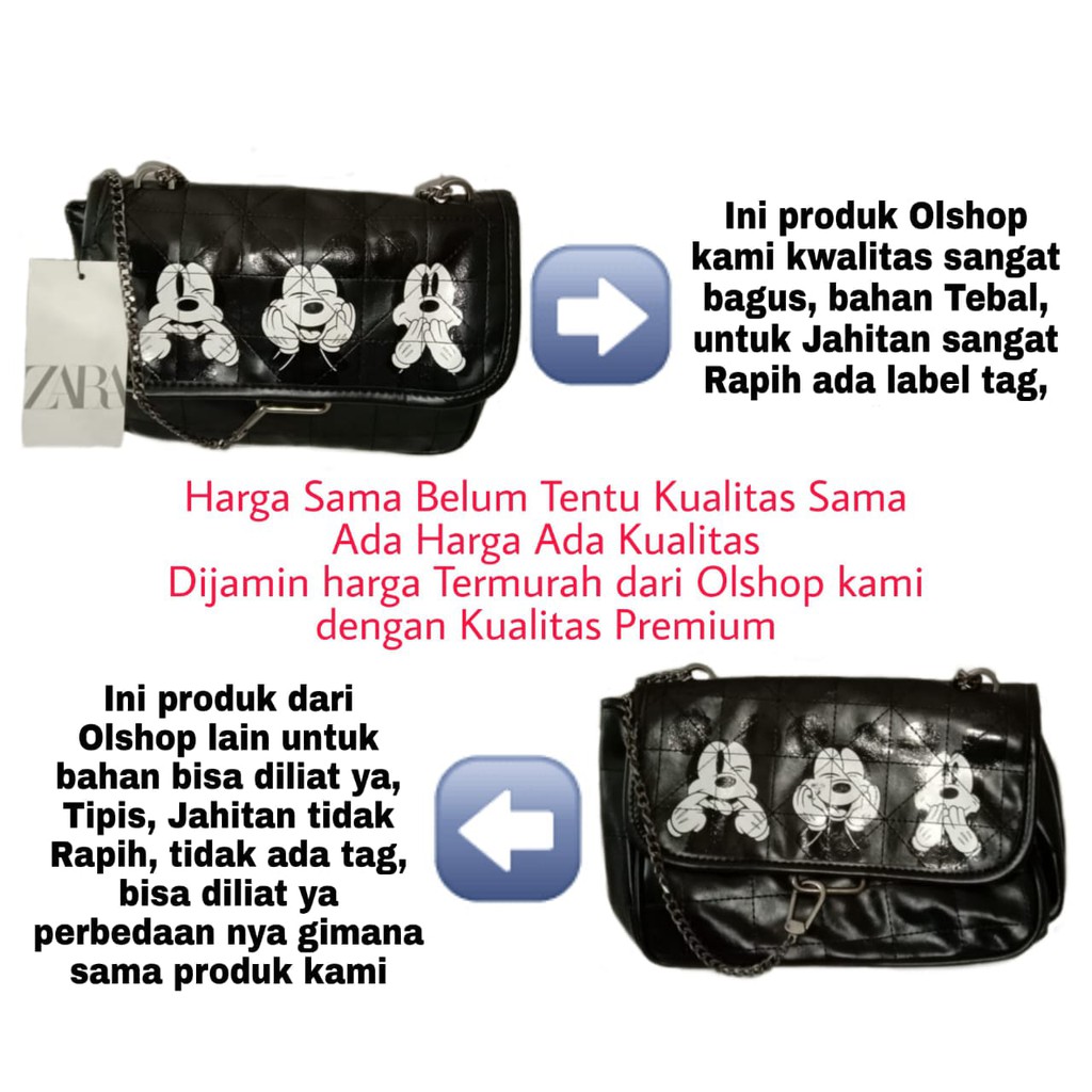 Tas Selempang ZAR4 motif mickey mouse disney soft rocker crossbody store branded #110