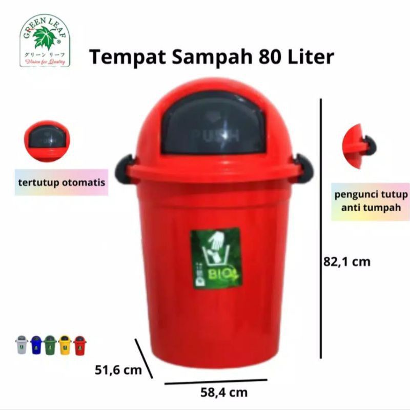 Tempat Sampah Goyang 80 Liter Bio Green Leaf
