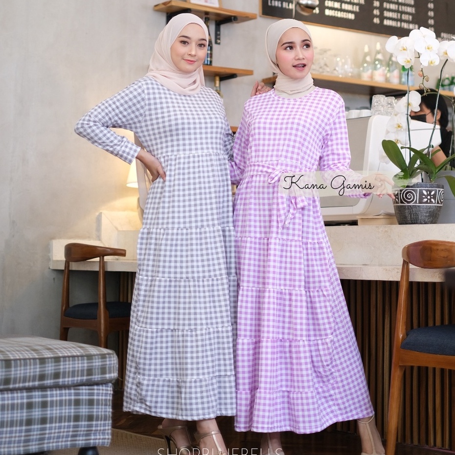 Kana Maxi - Gamis Maxy Dress Muslim Kotak Plaid