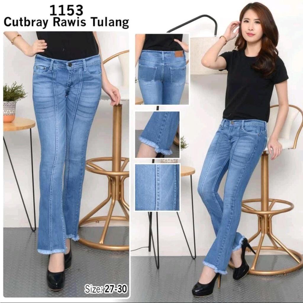 Celana Panjang Jeans Wanita Cutbray Tulang Rawis 27-30 31-34 Bisa Bayar Ditempat(COD)