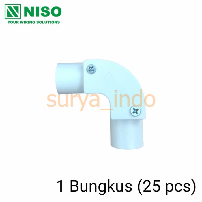 ELBOW PIPA LISTRIK 20 MM NISO (25 PCS) - ELBO / L / KENI / KNEE PIPA