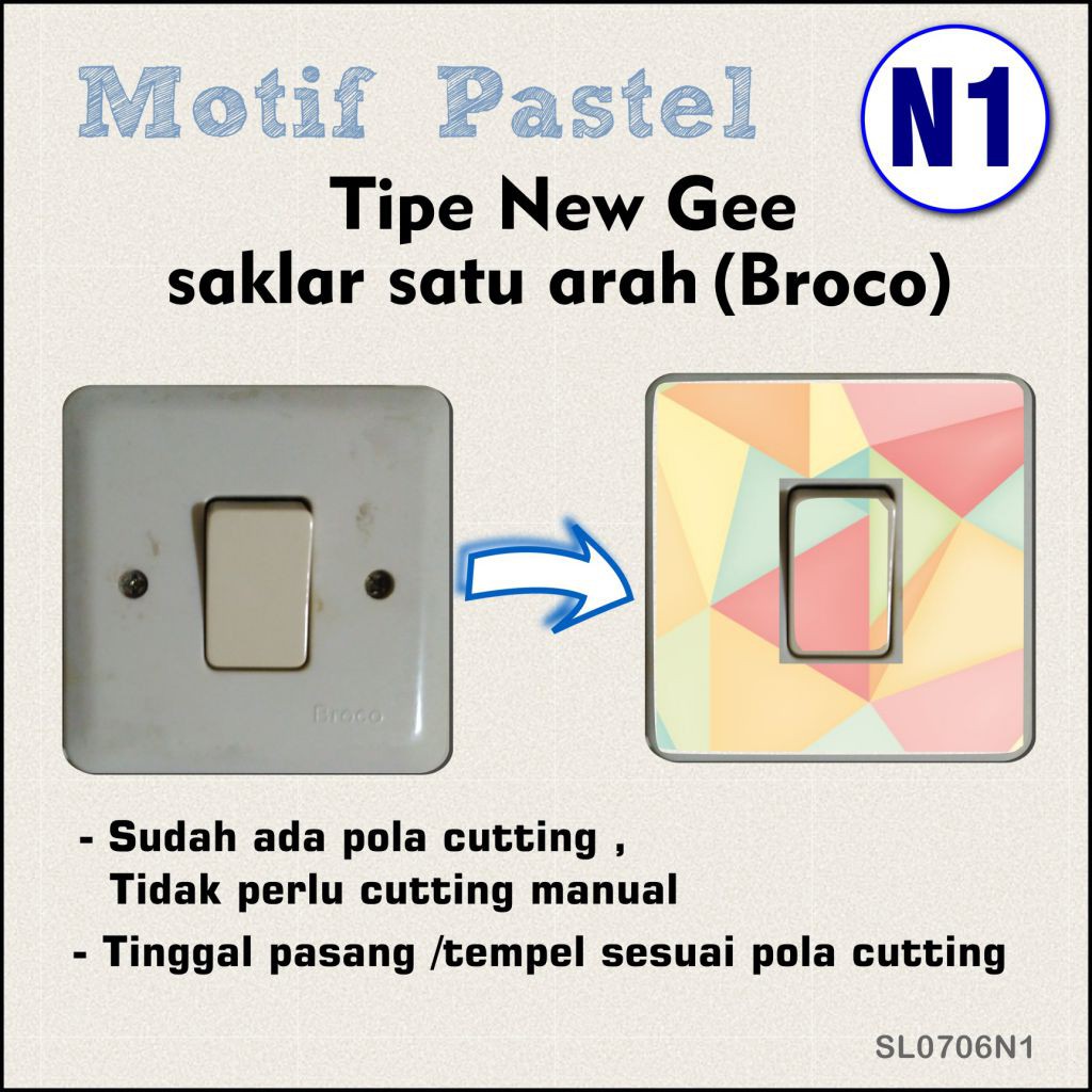 Pastel 06 - Sticker Custom Saklar Dinding / Tombol Lampu  Motif Unik 8cm