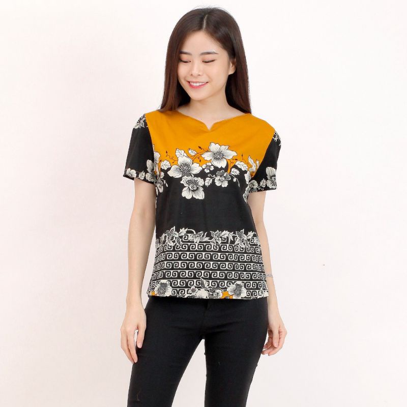 Batik wanita - Atasan blouse batik wanita fashion 632-YELLOW