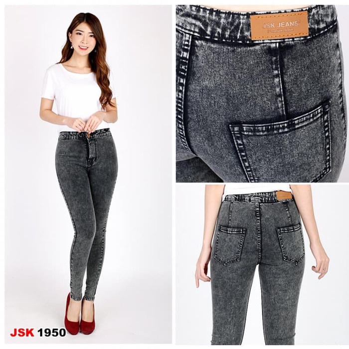 CELANA JEANS WANITA SKINNY HAIGHWAIST BLACK SNOW/SNOW BLUE//BLUESNOW LOVE