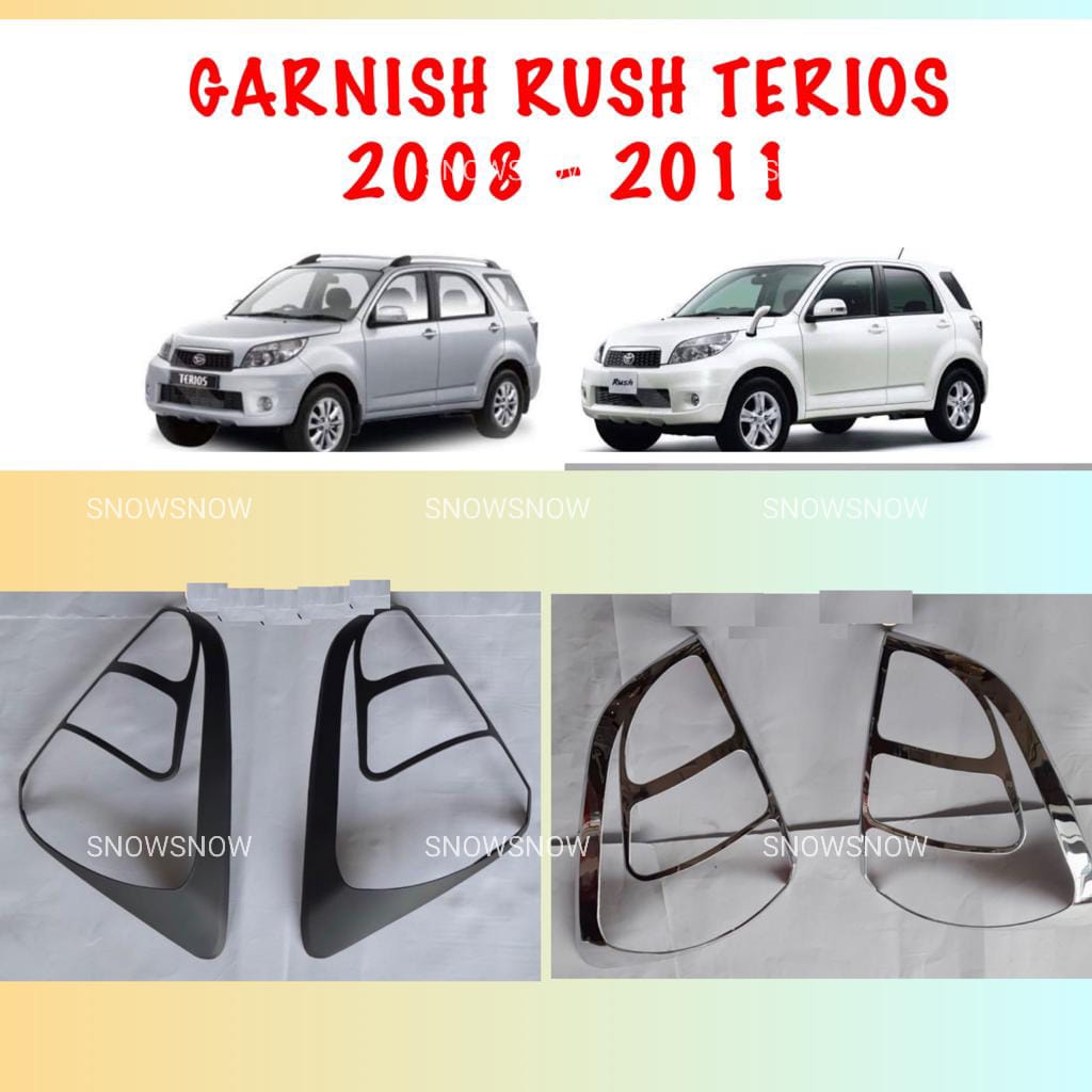 Garnish Lampu Belakang Rush Terios Lama Old 2007 2008 2011 Hitam Chrome