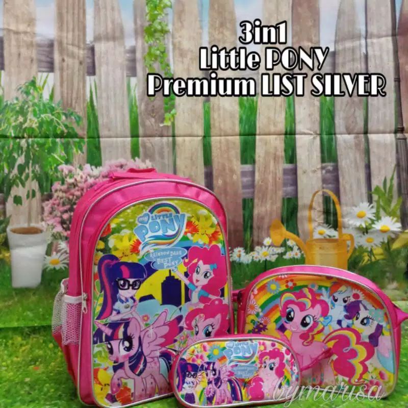 Tas ransel anak perempuan karakter lol hello kitty little pony 3in1 - tas + tas selempang + tempat pinsil