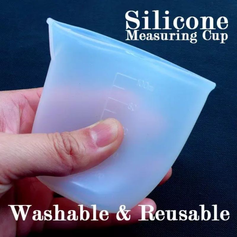 Gelas Takar Silikon 100ml - Gelas Ukur Silicon 100 ml Reusable Washable Measuring Silicone Cup resin gelas cup takar silikon silicone silicon wadah tempat deterjen cair detergent cair cup