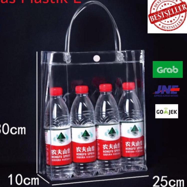 

TTA (MEWAH) Tas Mika L 25x10x30 PVC Bening Transparan Goodie Bag Shopping Bag Plastic Bag Hampers Sh