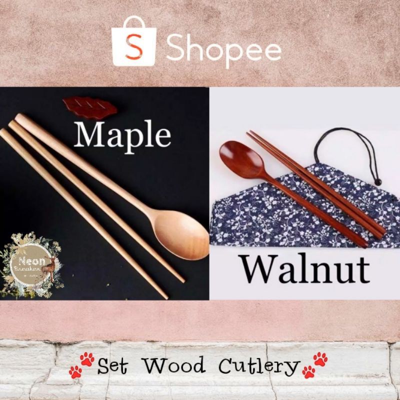 Sendok Sumpit Set Kayu / Sendok Makan korea / Sendok jepang / Sendok Kayu