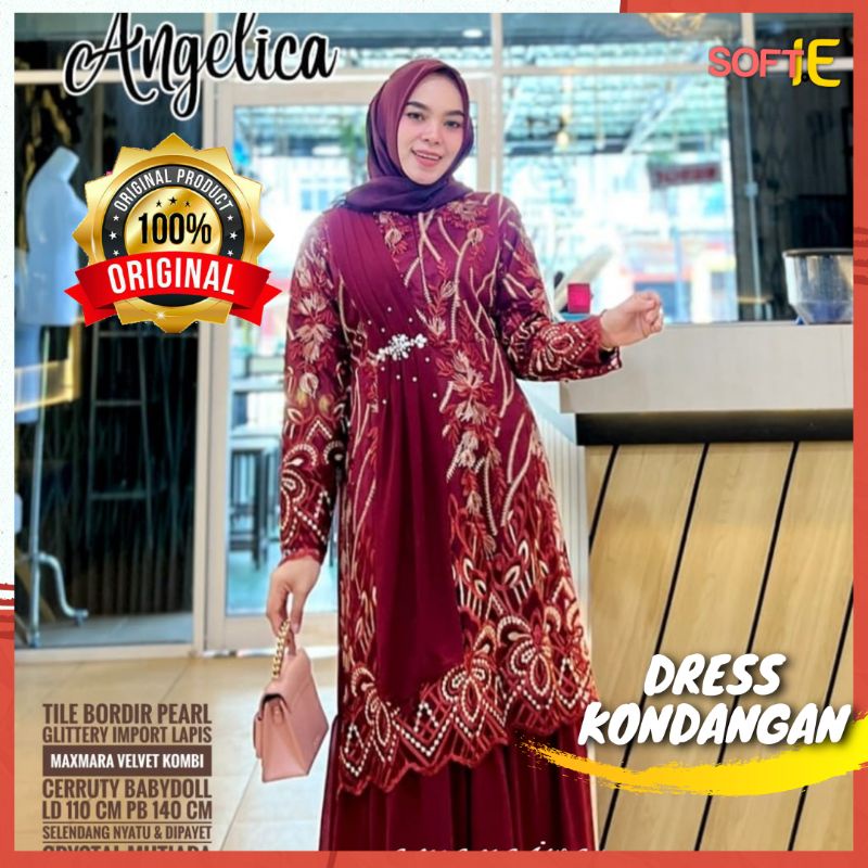 Jual (Dress Kondangan Mewah) DRESS NIKAHAN Tile Angelica Full Mutar Fit ...