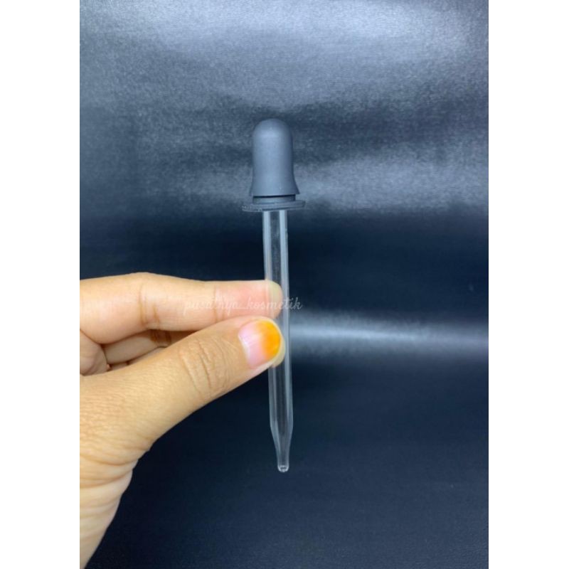 pipet kaca lancip dan karet hitam 10pcs