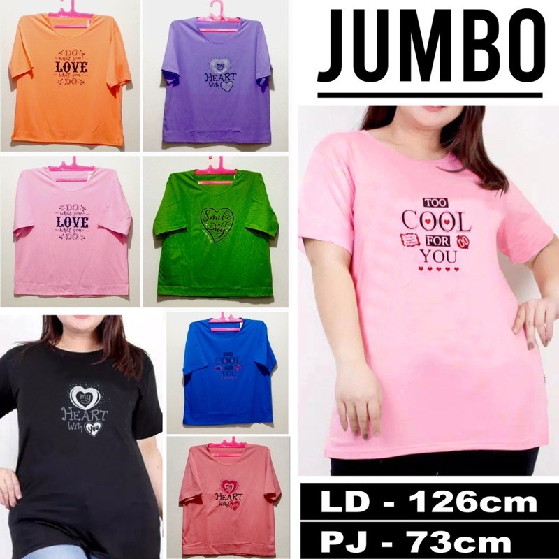 KAOS ATASAN WANITA SUPER JUMBO,GAMBAR WARNA KIRIM ACAK(RANDOM)BB 90-100KG