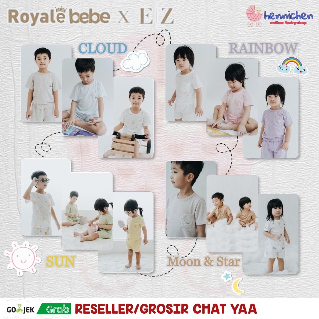 3 Psg setelan pendek print Royalebebe X Elizabeth Zenifer - il Giorno 3 Sets Royale bebe 2-5 tahun