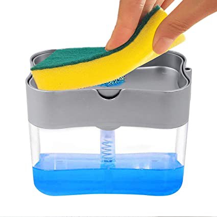 SOAP PUMP TEMPAT SABUN CAIR CUCI PIRING 2 IN 1 DISPENSER SPONGE SABUN