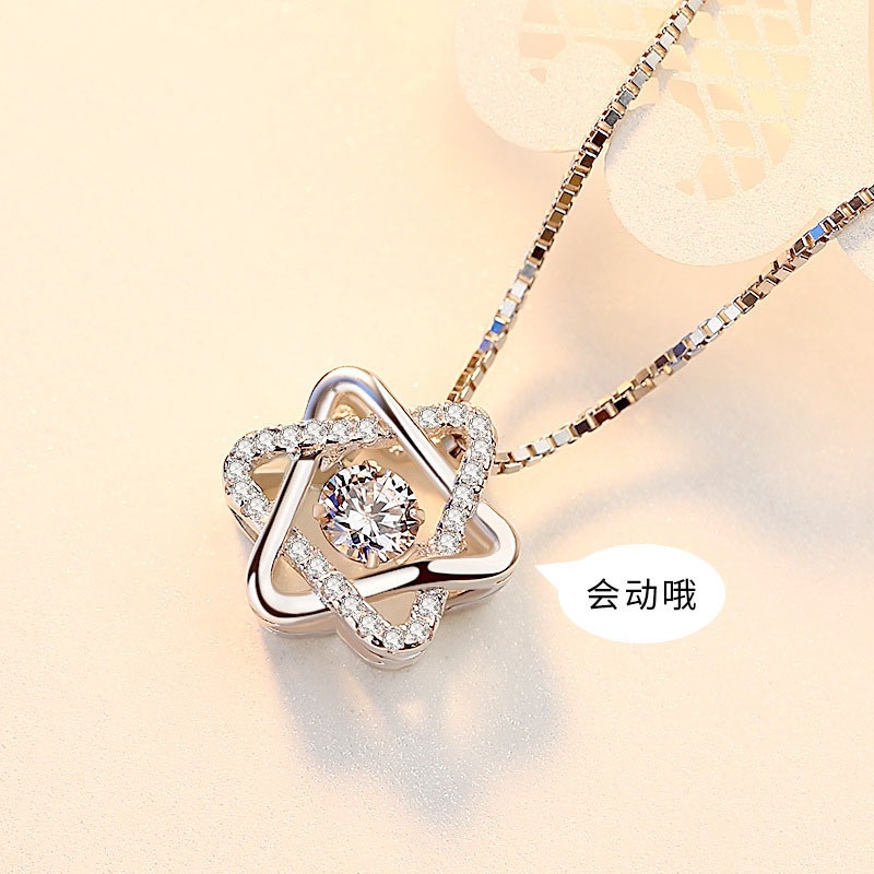 [Ready Stock]Fashion Six-Pointed Star Pendant Necklace Silver Plated Necklace Female Clavicle Chain