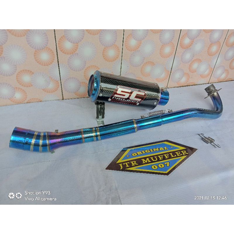 Knalpot Sc project bluemoon Supra x 125 Revo blade Jupiter z vega