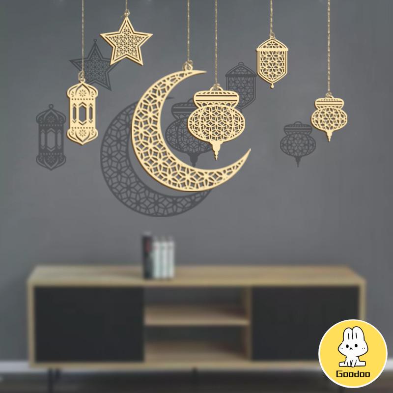 Kerajinan Kayu Islami Idul Fitri Dekoratif Liontin Produk Kayu Muslim Di Bulan Ramadhan -Doo