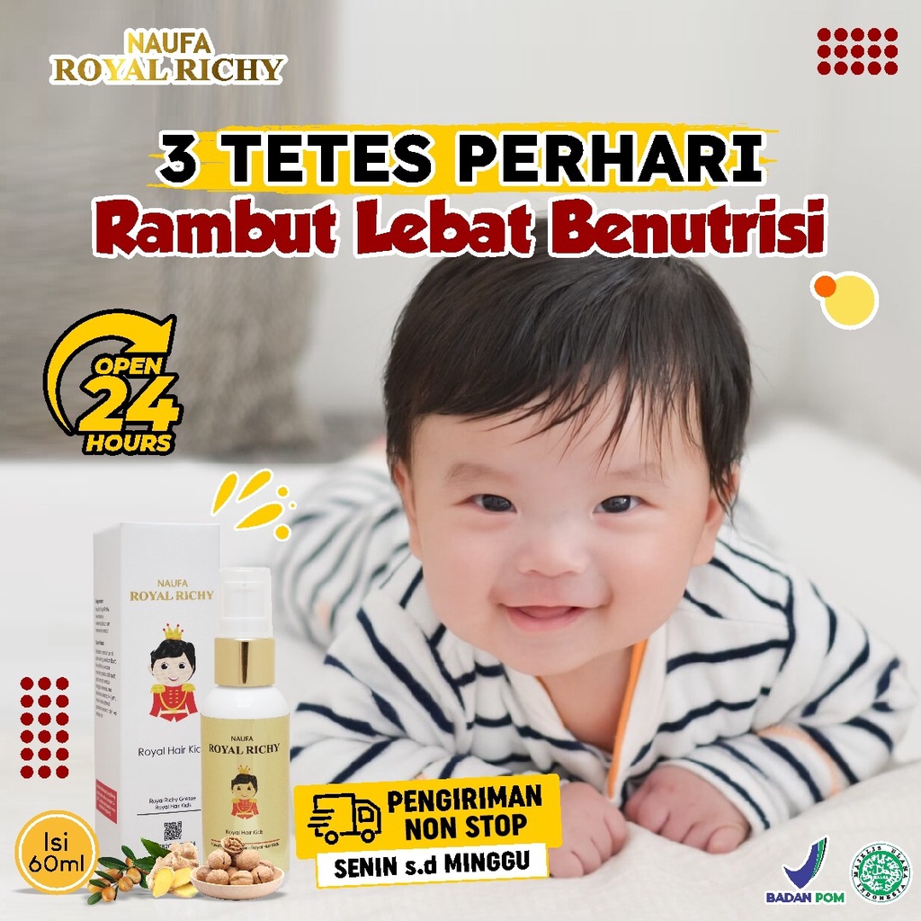 Naufa Royal Richy - Hair Serum Original Minyak Kemiri Penumbuh Pelebat Penyubur Menghitamkan Rambut Bayi Anak Cegah Kebotakan &amp; Kerontokan Isi 60ml