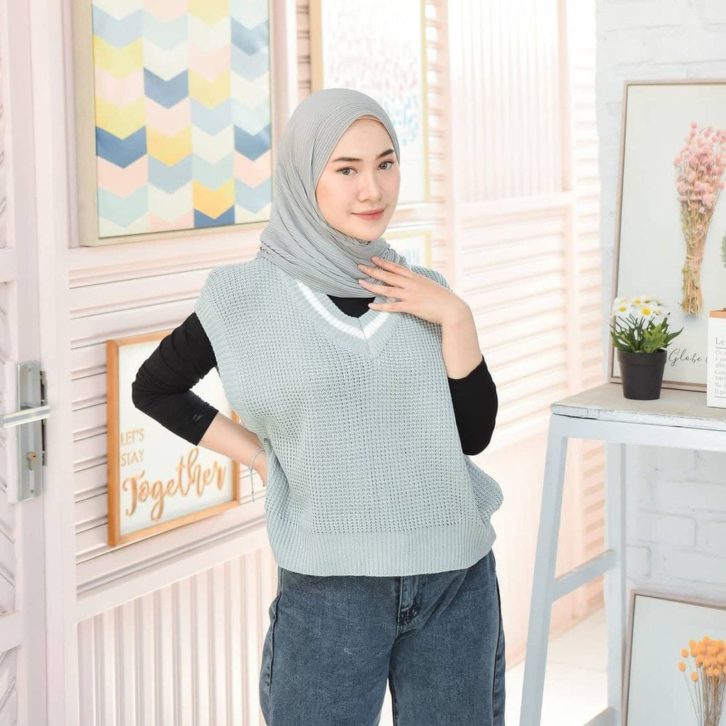 Nara Grosir - Vivi List Vest | Fashion Terkini | Sweater Termurah