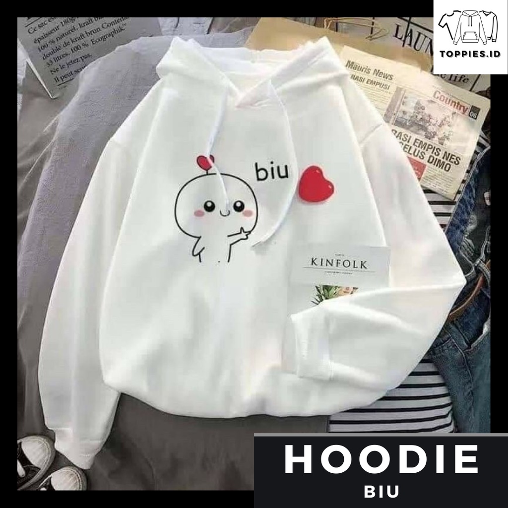 TOP - SWEATER HOODIE BIU PENTOL / HOODIE TEBAL MURAH UNISEX / JAKET COUPLE CUTE / HOODIE ADEM