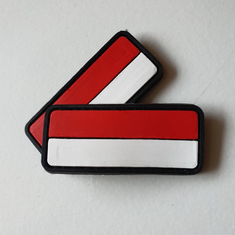 PATCH RUBBER LOGO BENDERA MERAH PUTIH INDONESIA KECIL 6 x 2/TEMPELAN EMBLEM KARET VELCRO