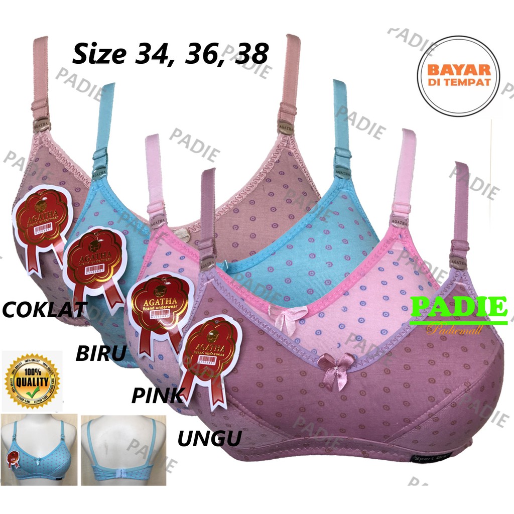 1 Pcs BH / Bra Remaja / ABG Wanita Sport Tanpa Kawat Bahan Katun AGATHA Pakaian Dalam Perempuan/Cewe