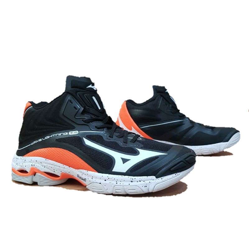 Sepatu volly Mizuno wave lightning z 6 black orange impor terbaru