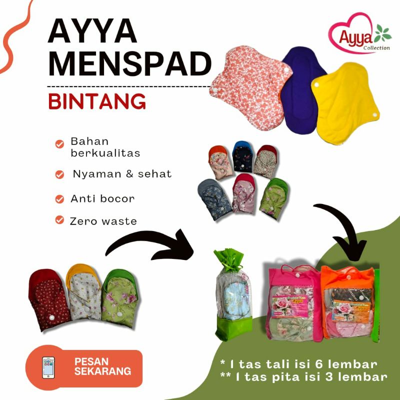 Pembalut Katun haluuus Ayya tipe Bintang Day Night &amp; mix use paket isi 3 atau 6 lembar