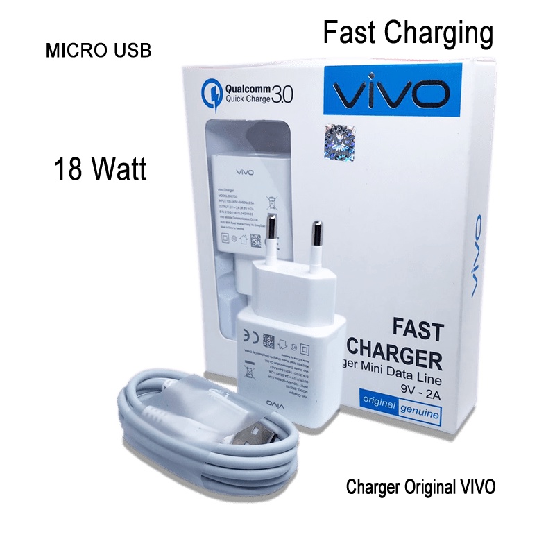 Charger Vivo Micro USB Vivo Y21 Y53 Y3i Y53i Y55 Y55s Y71 Y81 Fast Charging Original Ori