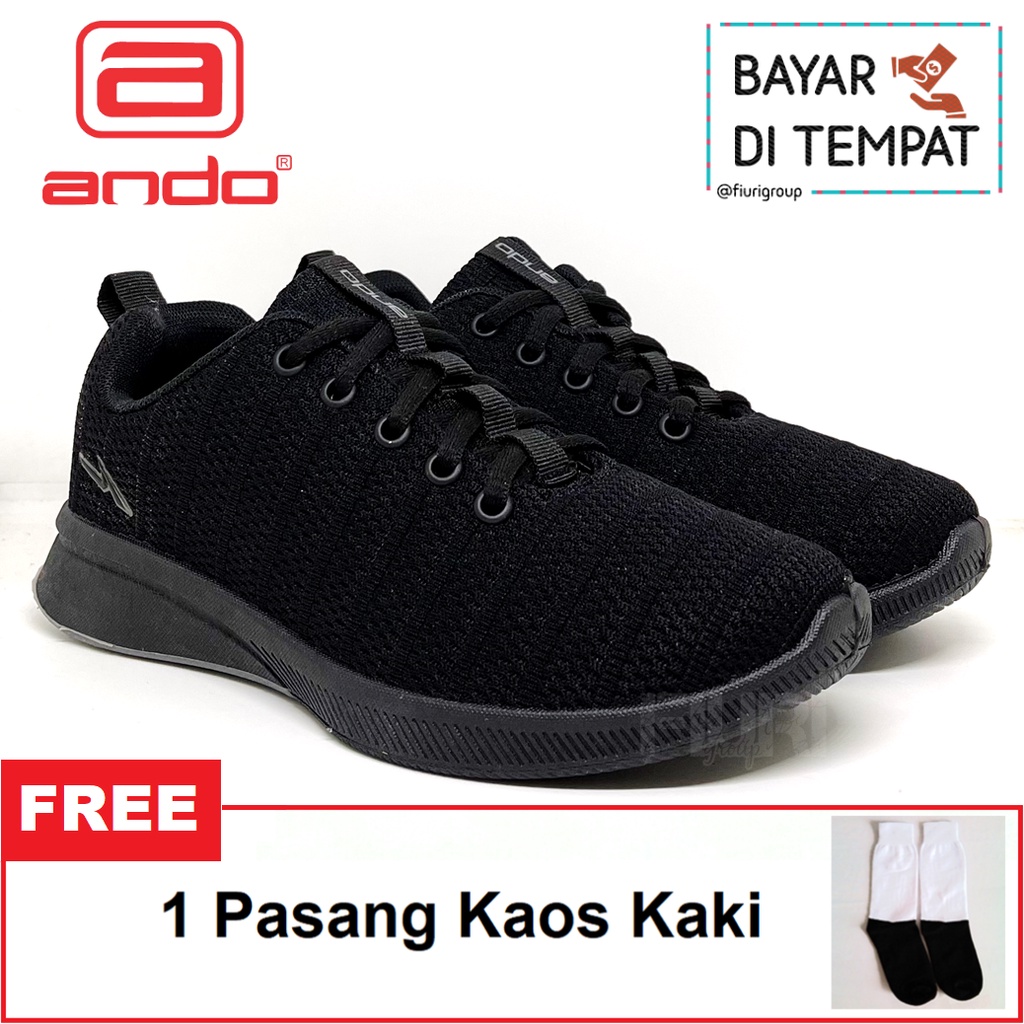 FIURI - ANDO ORIGINAL - SAGA 33-40 FULL HITAM - SEPATU SNEAKERS SPORT KANVAS SOL KARET WANITA PRIA - SEPATU KETS TRENDY ANAK PEREMPUAN LAKI-LAKI - SEPATU OLAHRAGA LARI FITNES SENAM KERJA KULIAH SEKOLAH SD SMP SMA BERTALI CEWEK COWOK MURAH PROMO DISKON