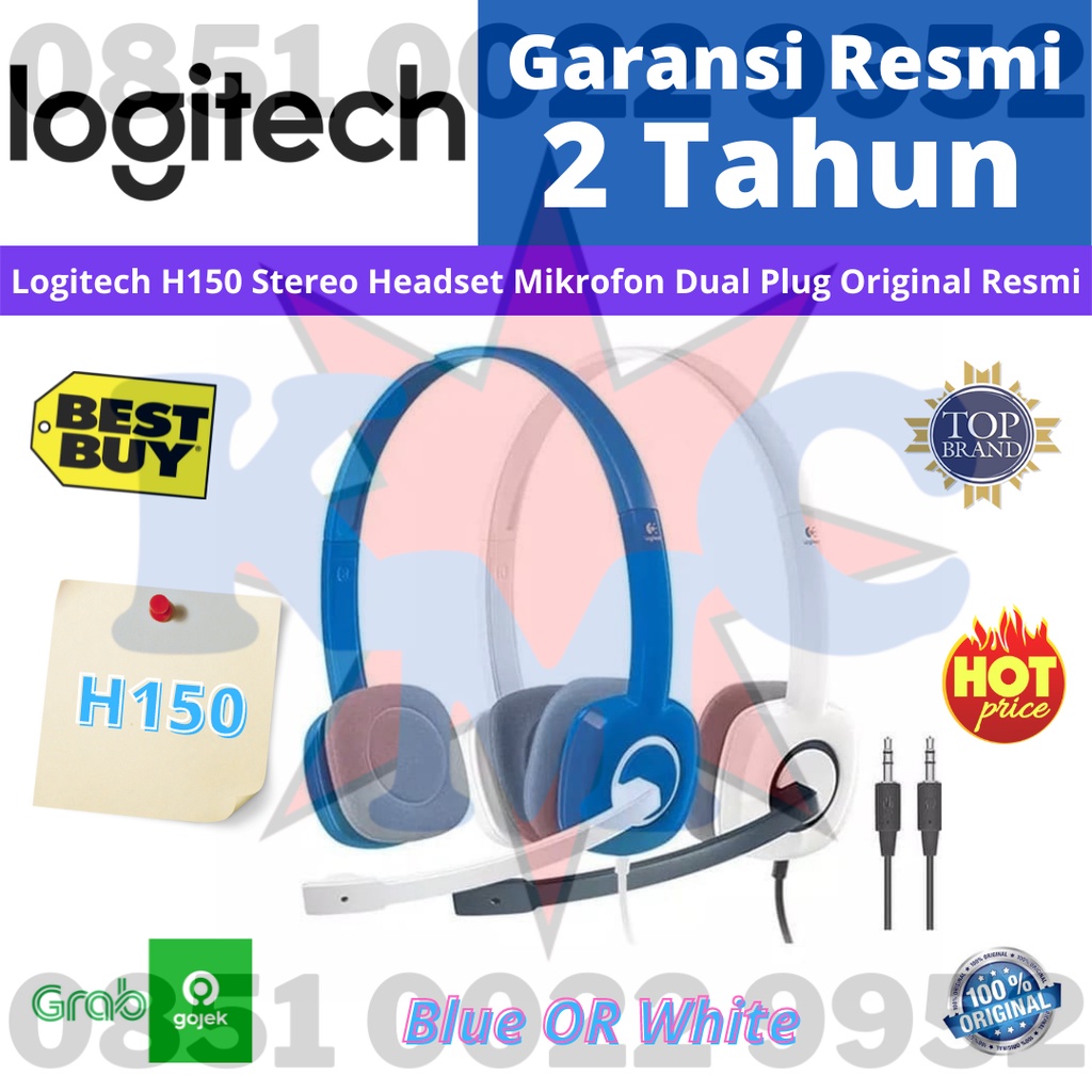 Logitech H150 Stereo Headset Mikrofon Dual Plug Original Resmi