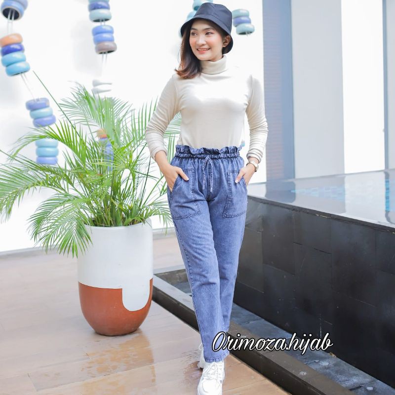 celana jeans wanita verona pinggang karet