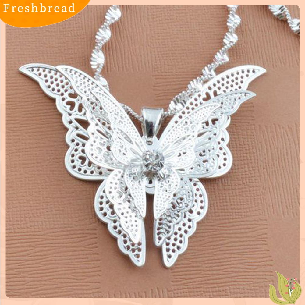 [TERLARIS]Women Fashion Silver Plated 3-layers Butterfly Hollow Pendant Necklace Jewelry Gift