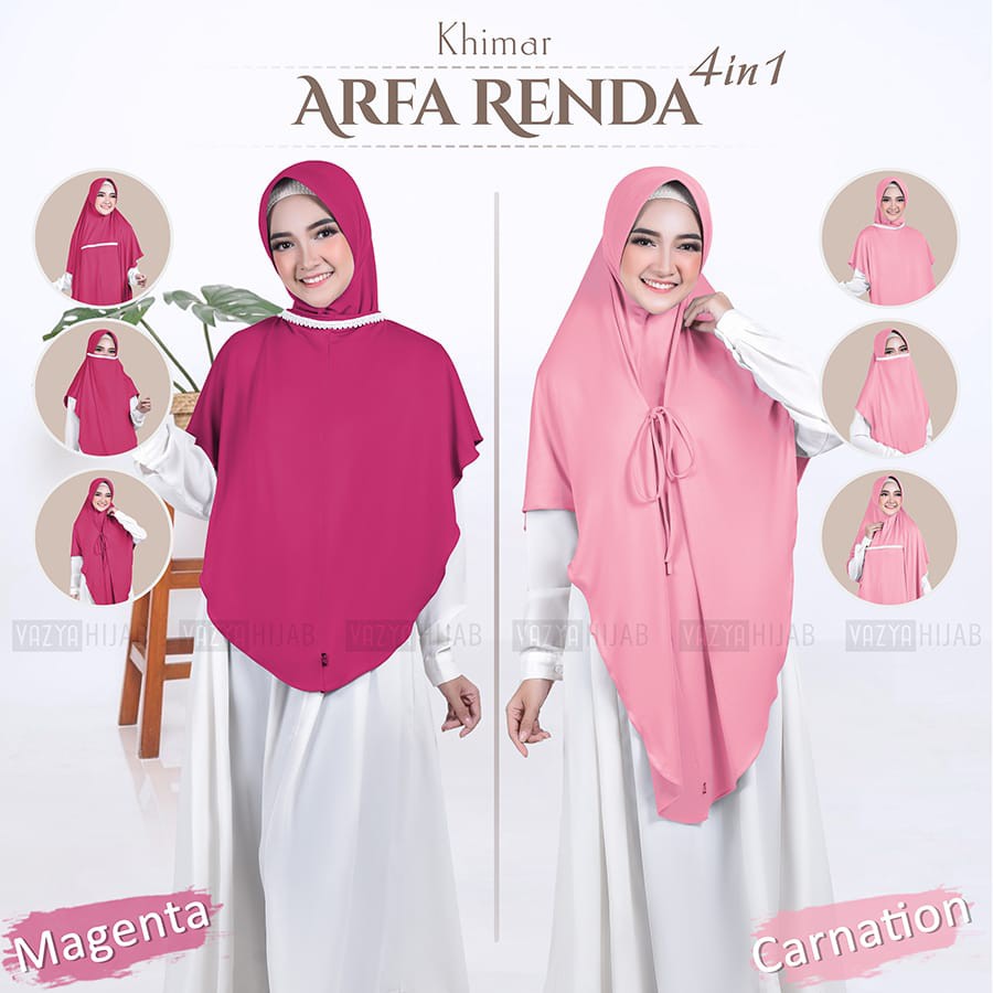 Hijab Khimar Cadar Arfa Renda 4in1