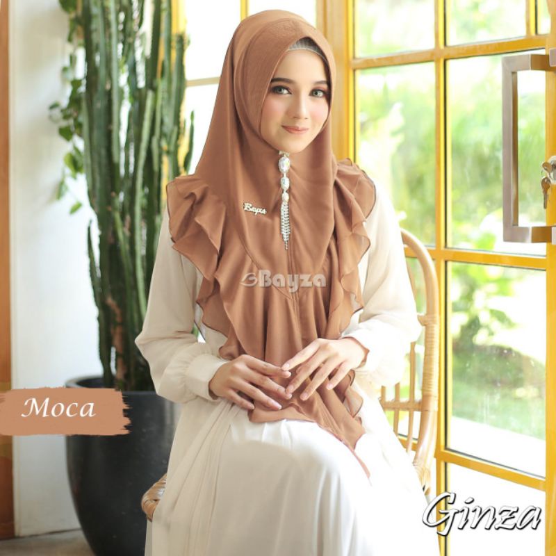 Jilbab Khimar Ginza ORIGINAL Bayza Hijab Sayra Group-Moca