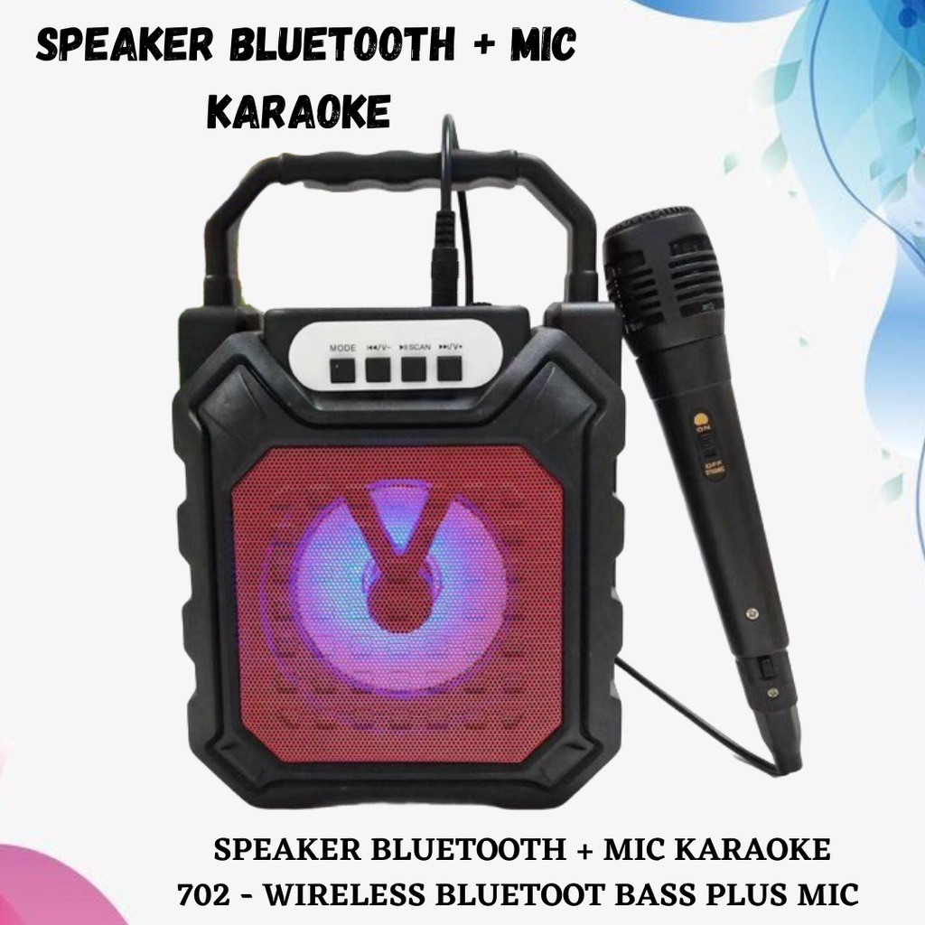 SPEAKER BLUETOOTH 702 + MIC KARAOKE  / WIRELESS BLUETOOT BASS HF-S339