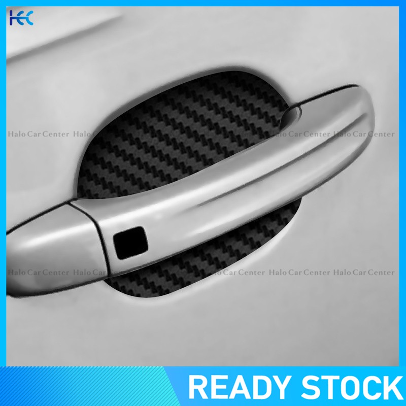 Stiker Pelindung Handle Pintu Mobil Universal Bahan Carbon Fiber Anti Gores