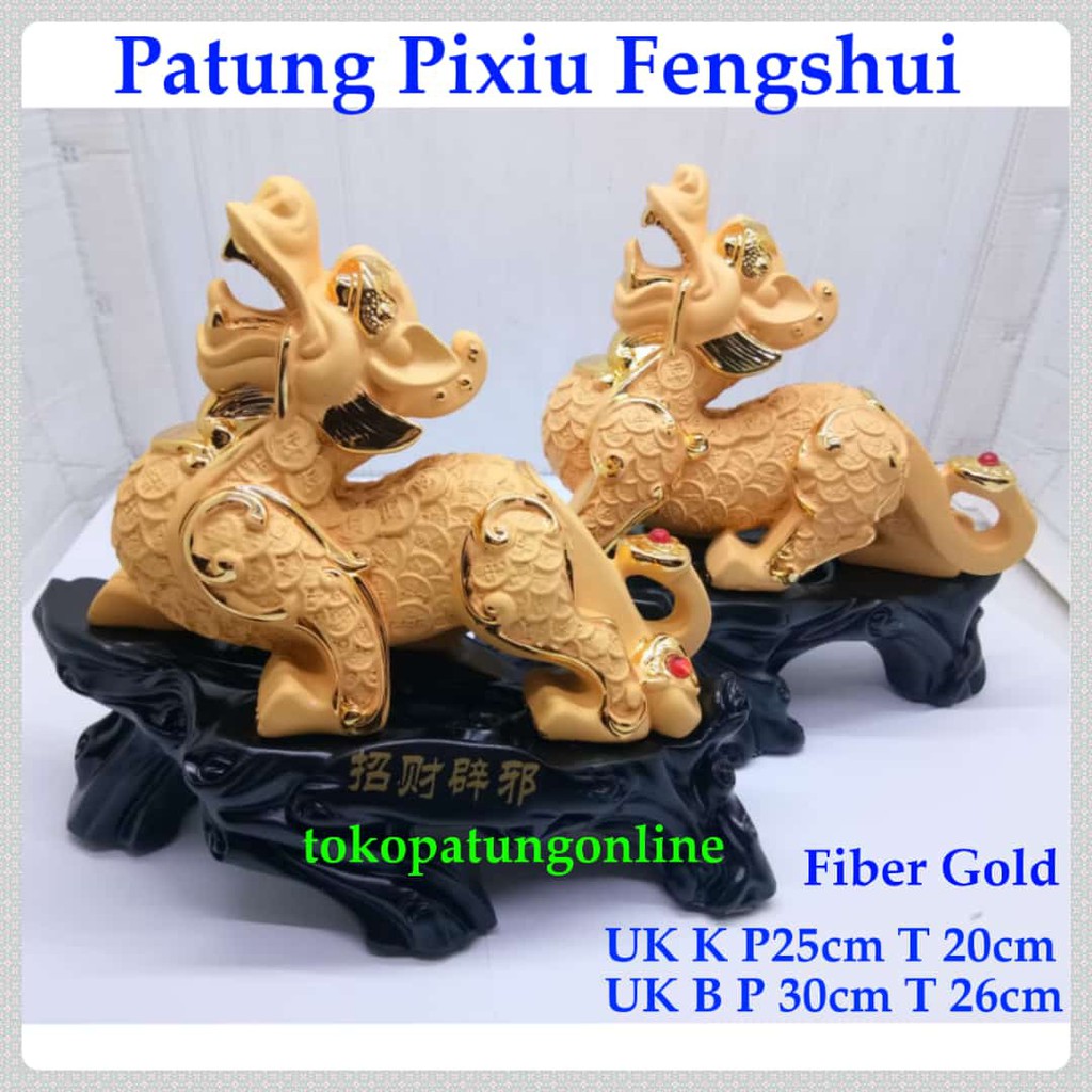 Patung Pixiu Fengshui Fiber Emas Premium B026