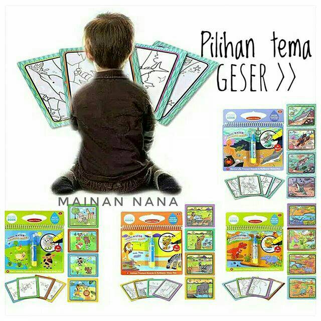 

MAGIC WATER DRAWING BOOK / Reusable Magic Book / Waterdoodle Book / Buku melukis mewarnai ajaib