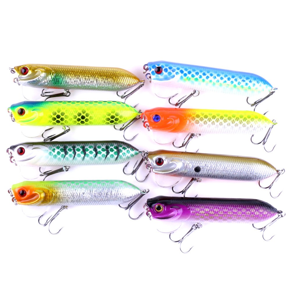 Hengjia 8PCS / Lot Umpan Pancing Popper Artifisial 9.5cm 18g