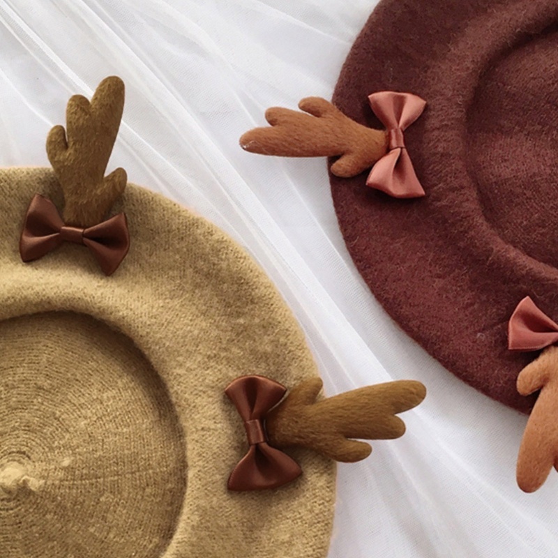 Topi Baret Desain Tanduk Rusa Gaya Kasual Untuk Cosplay