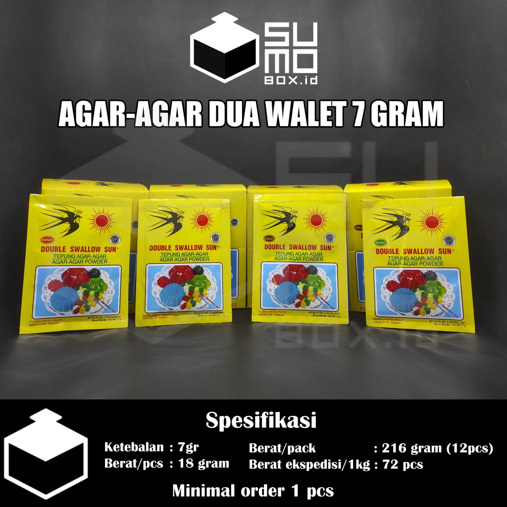 

Agar agar double swallow sun sachet 7gram / Agar agar powder cap dua walet