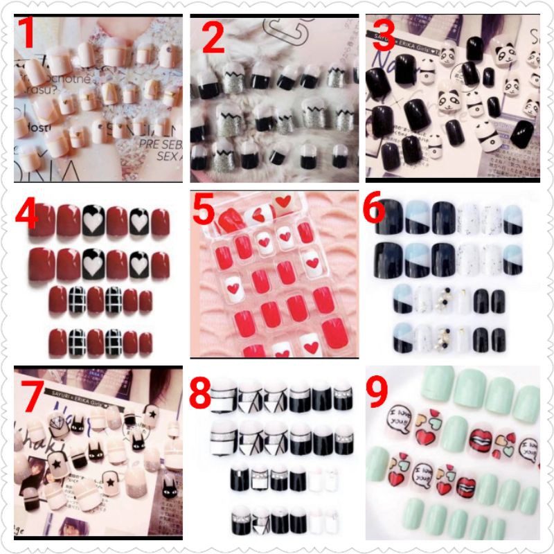 kuku palsu isi 24 fake nails free lem nail art wedding false nail hokkyshop