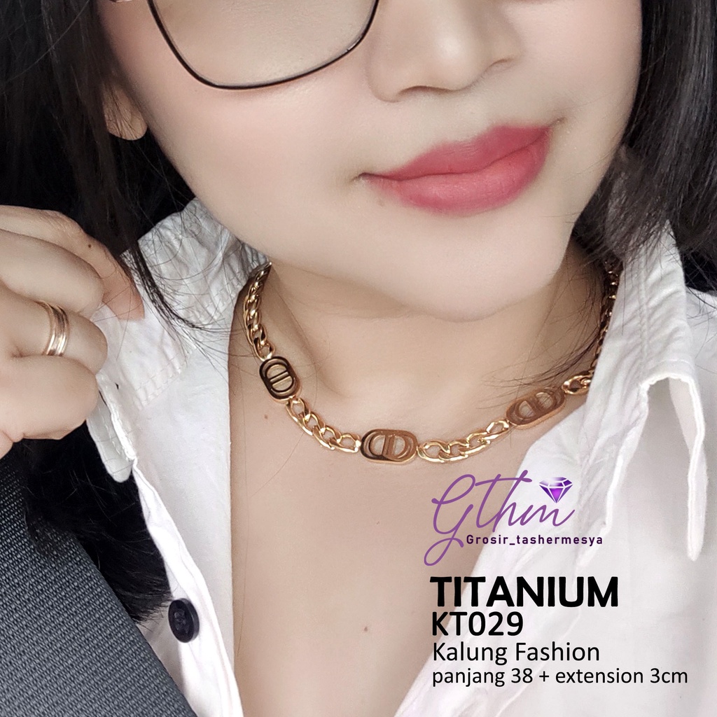 Kalung Titanium Branded DD Perhiasan Fashion Import Premium Anti karat Mewah Cocok untuk pesta jalan-jalan kondangan hadiah kado kt029 gthm