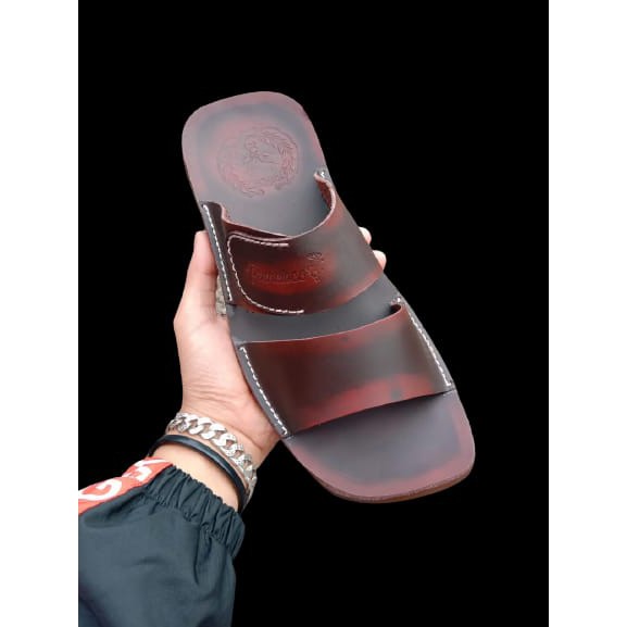 Sandal Jepit Kulit Asli Model Double Slop Premium