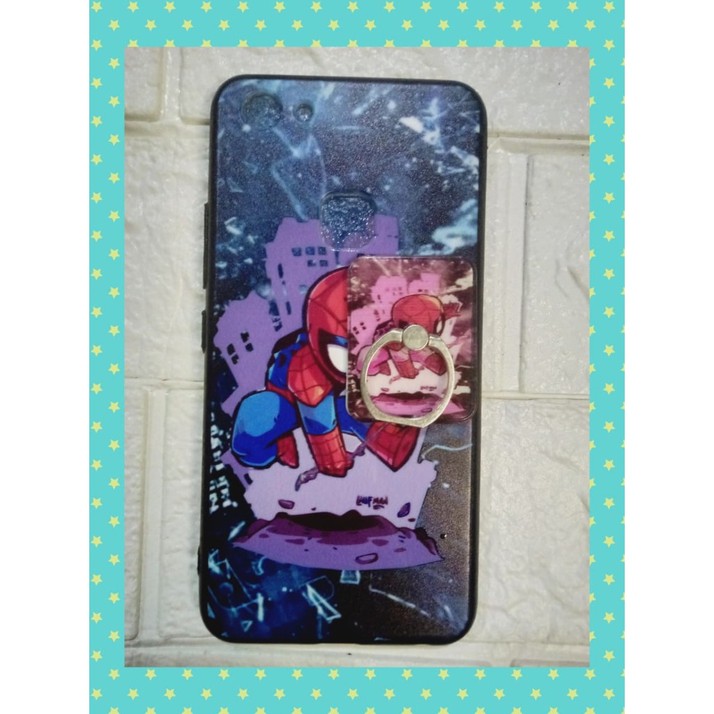 CASE OPPO F7+ Iring Motif kartun Spiderman, Ironman