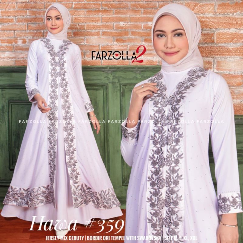 gamis abaya jersey ceruty || hawa 359 putih || farzolla