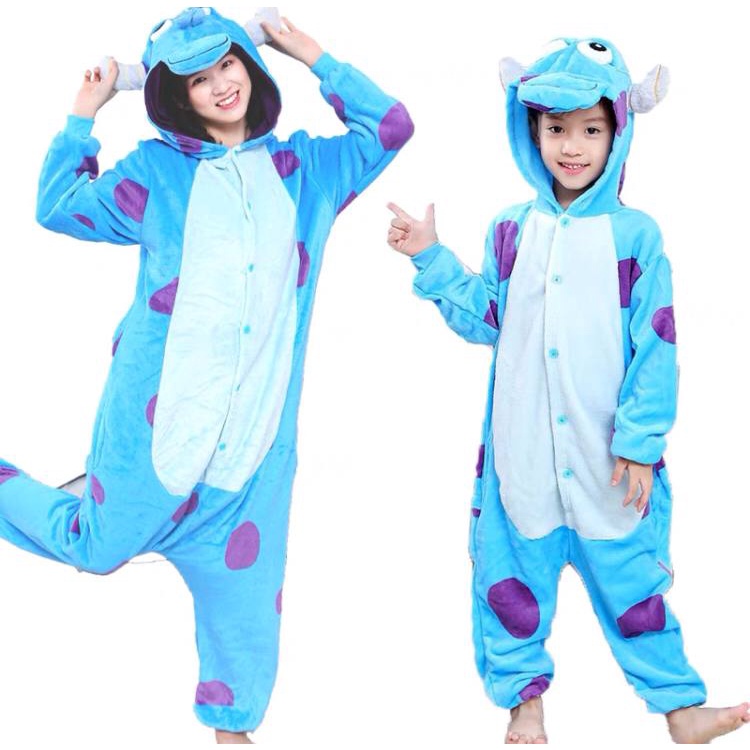 KOSTUM ONESIE SULLEY SULLIVAN MIKE ANAK PIYAMA COSPLAY PESTA MONSTER UNIVERSITY