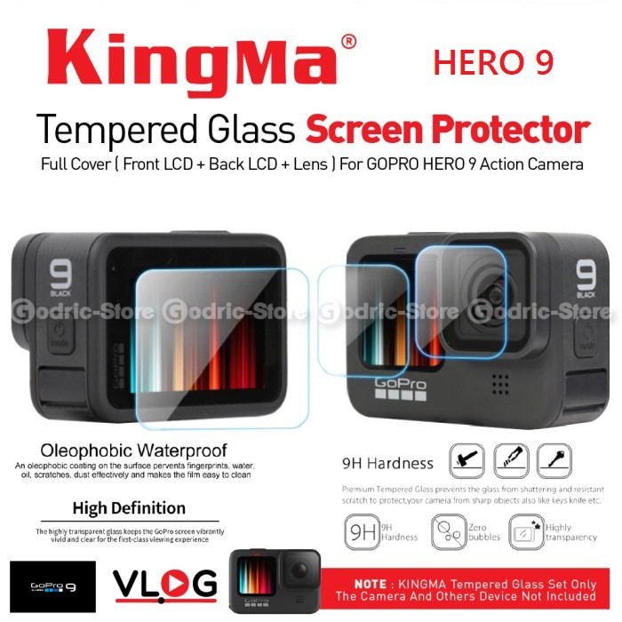 KingMa Tempered Glass 3 in 1 for GoPro Hero 9 / 10 / 11 Black Screen Protector HD